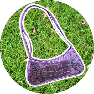 Purple Metallic Crocodile Bag